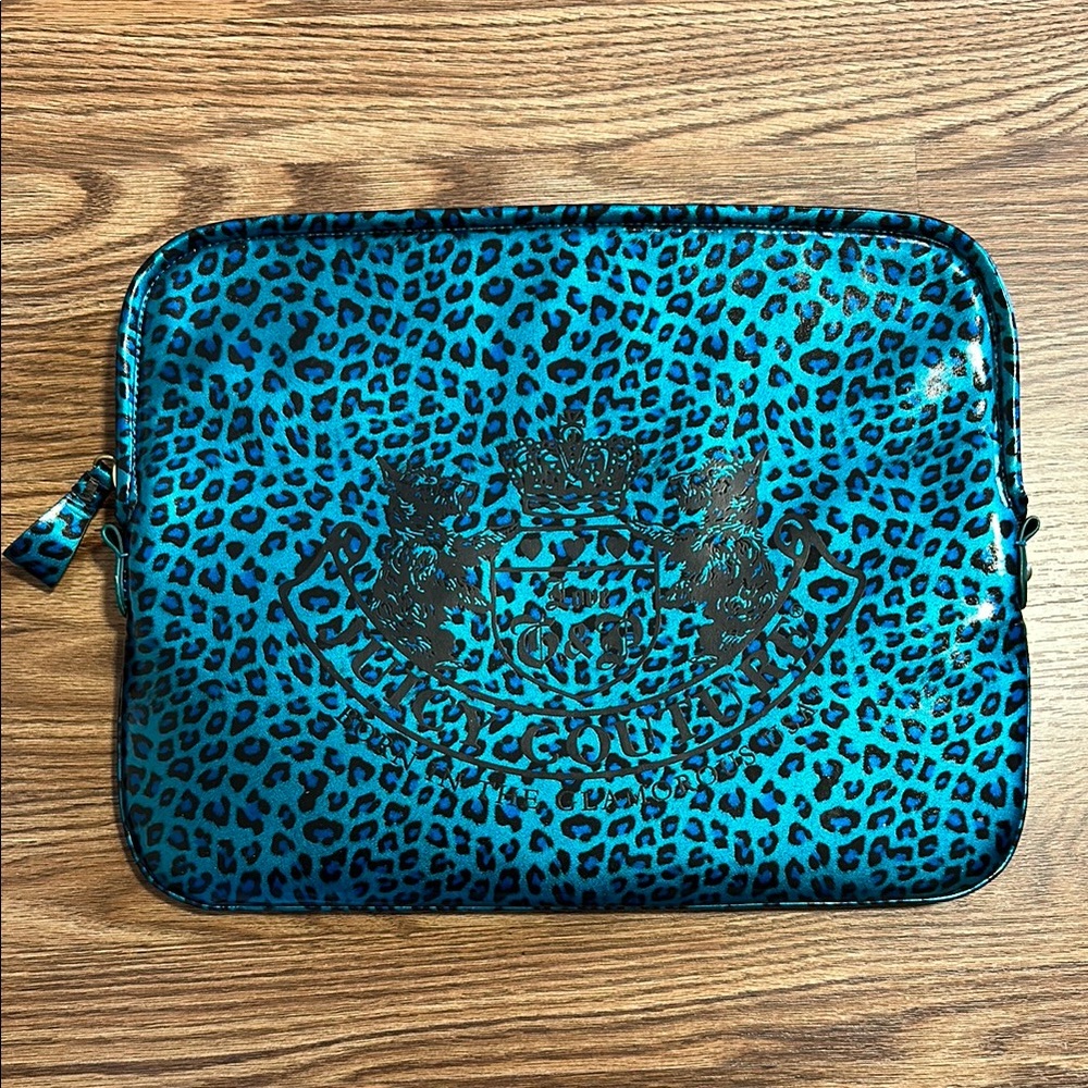 Juicy Couture Blue Leopard Print Laptop Sleeve